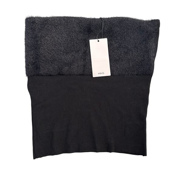 Mango Women's Peggy Knitted Top Black Bandeau Size L - Picture 2 of 6